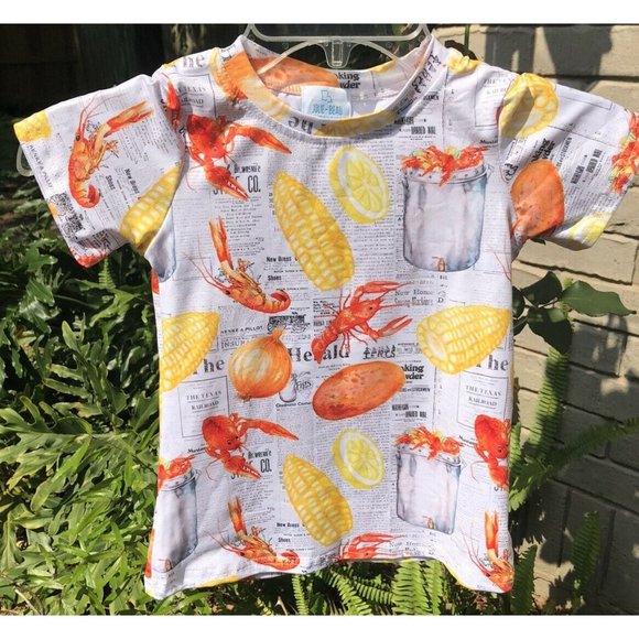 Little Boy T Shirt Crawfish Boil Print 6-7 - Picture 1 of 12